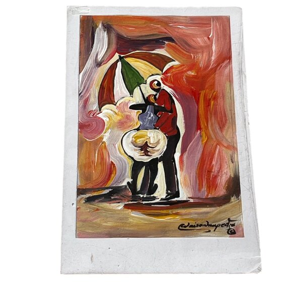 ORIGINAL ART Acrylic Painting on Paper "Splendid Lovers" Fat Botttomed Girl - Picture 1 of 8